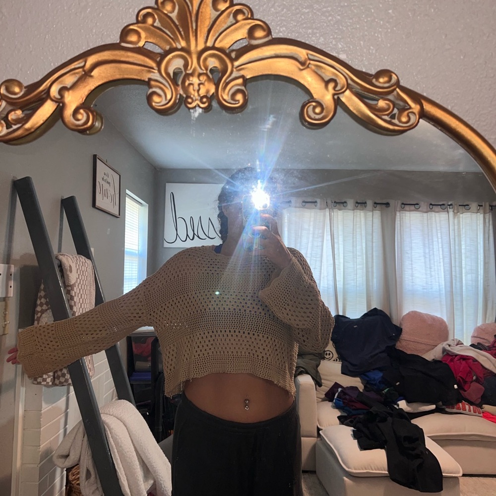 Tan Knit Crop Top